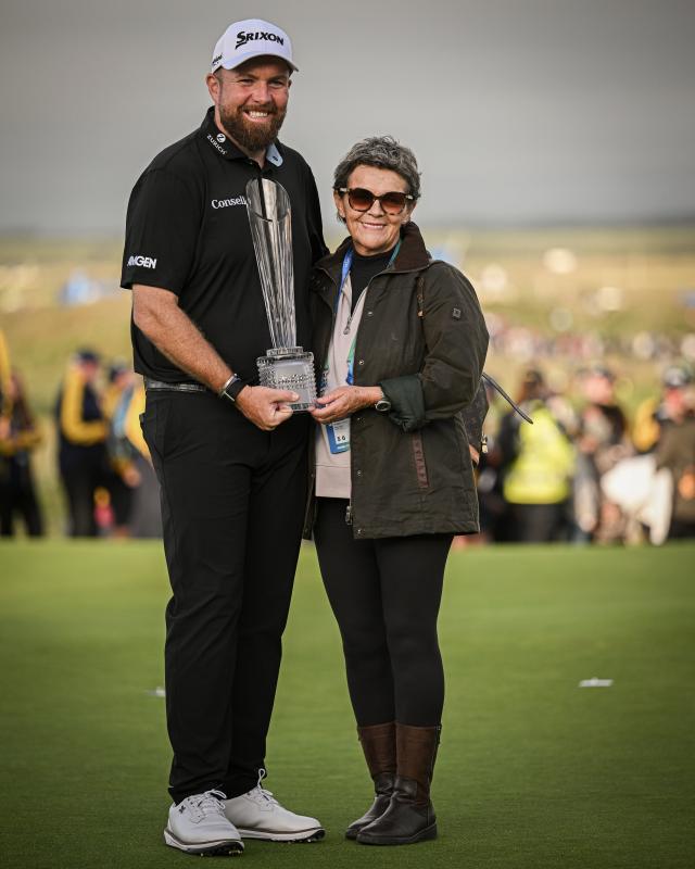 Shane Lowry & Mom at Irish Open 2026 with Waterford crystal trophy