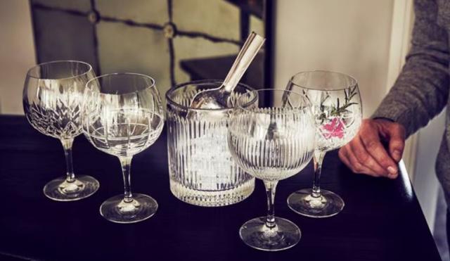 Waterford crystal gin glasses and ice bucket