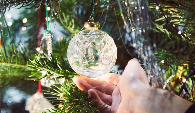 Waterford crystal bauble on tree