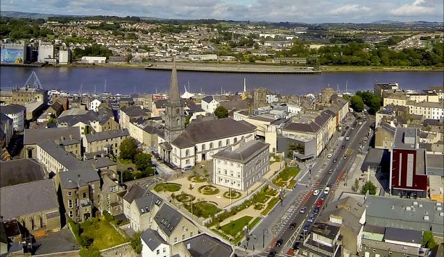 Aerial view of Waterford's Viking Triangle 